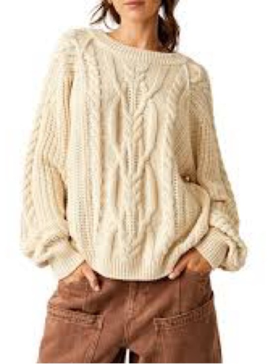 Free People Sweaters - Free People Dream Cable Crewneck Sweater in Creamy Ivory Large